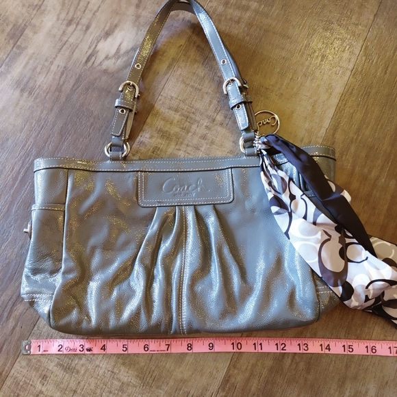 Coach Leather Shoulder Bag with Silk Scarf detail - Picture 2 of 9
